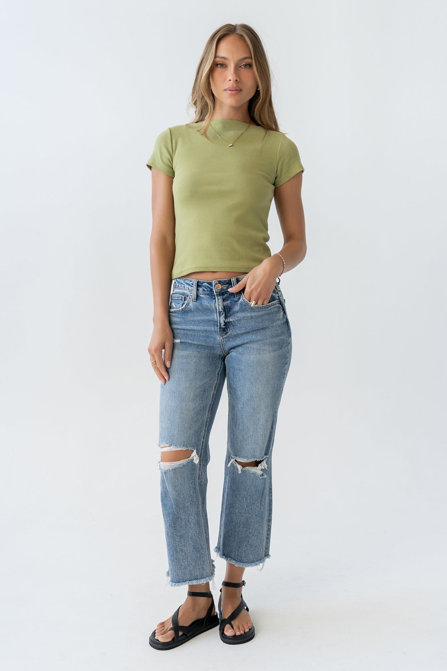 Martha Boatneck Top in Green