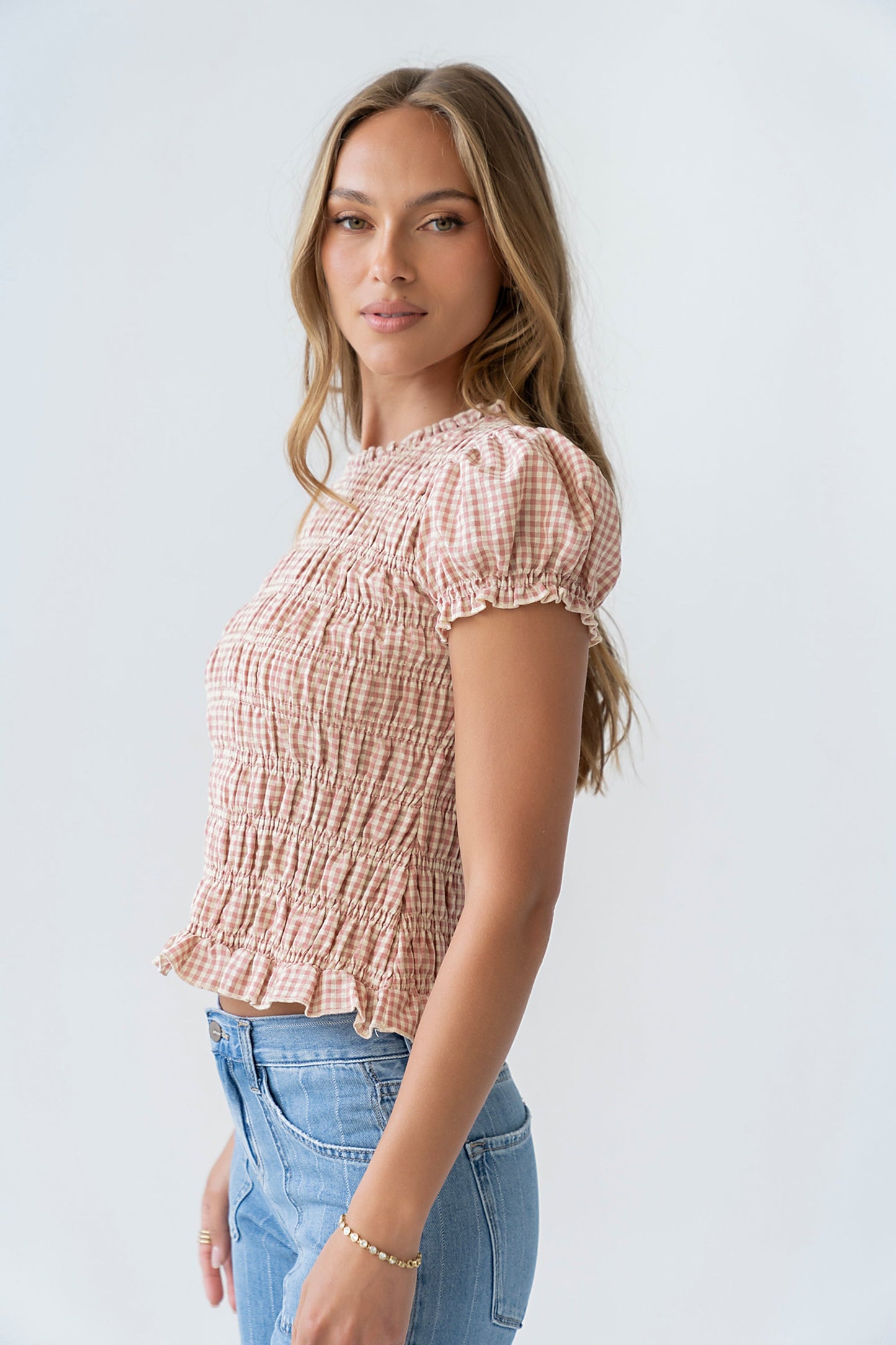 Ruth Smocked Top in Pink