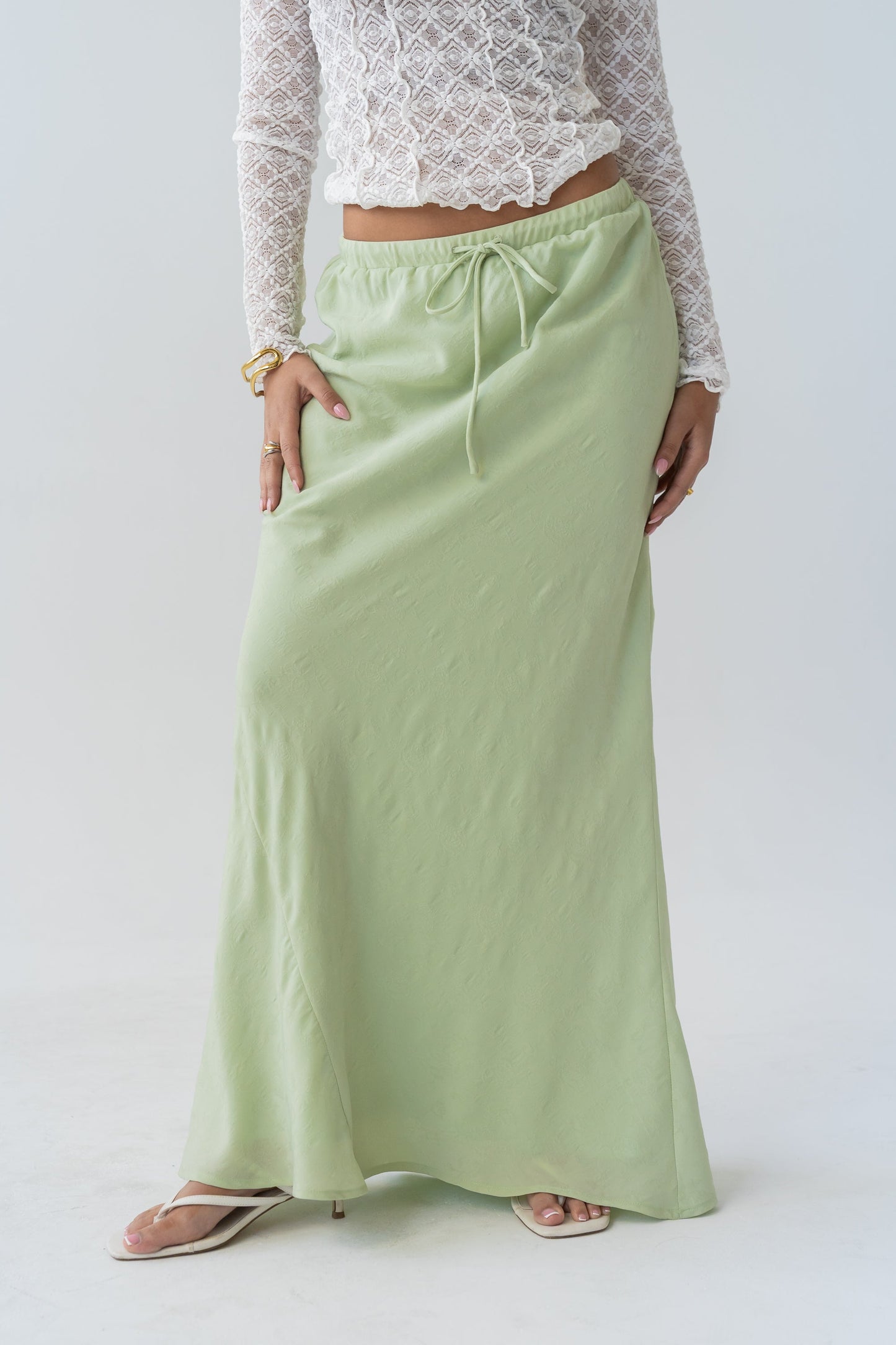 Marty Floral Maxi Skirt in Green