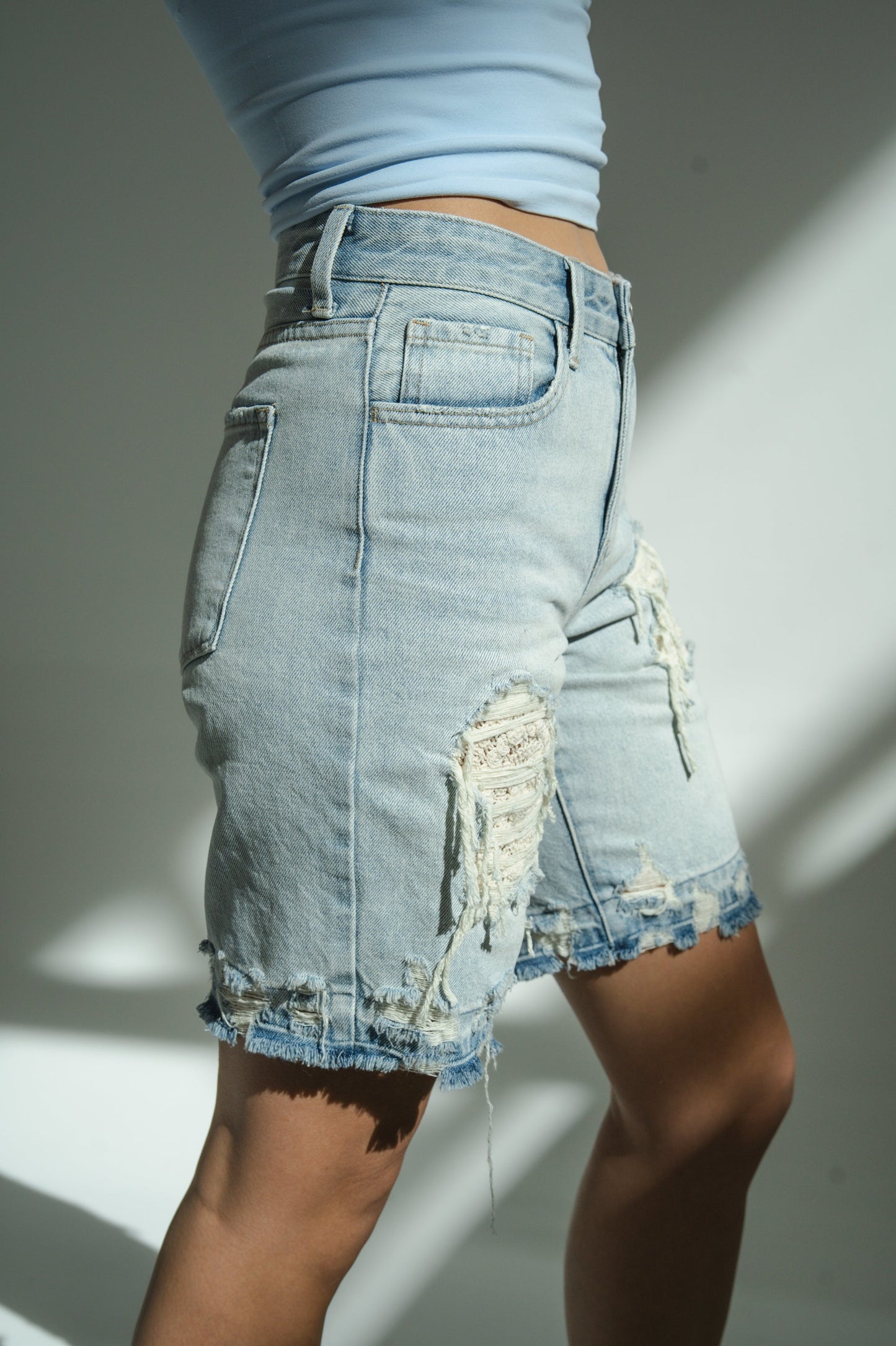Cashe Distressed Bermuda Shorts