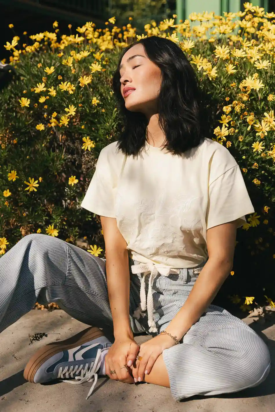 Citrus Embroidered Tee in Yellow - FINAL SALE