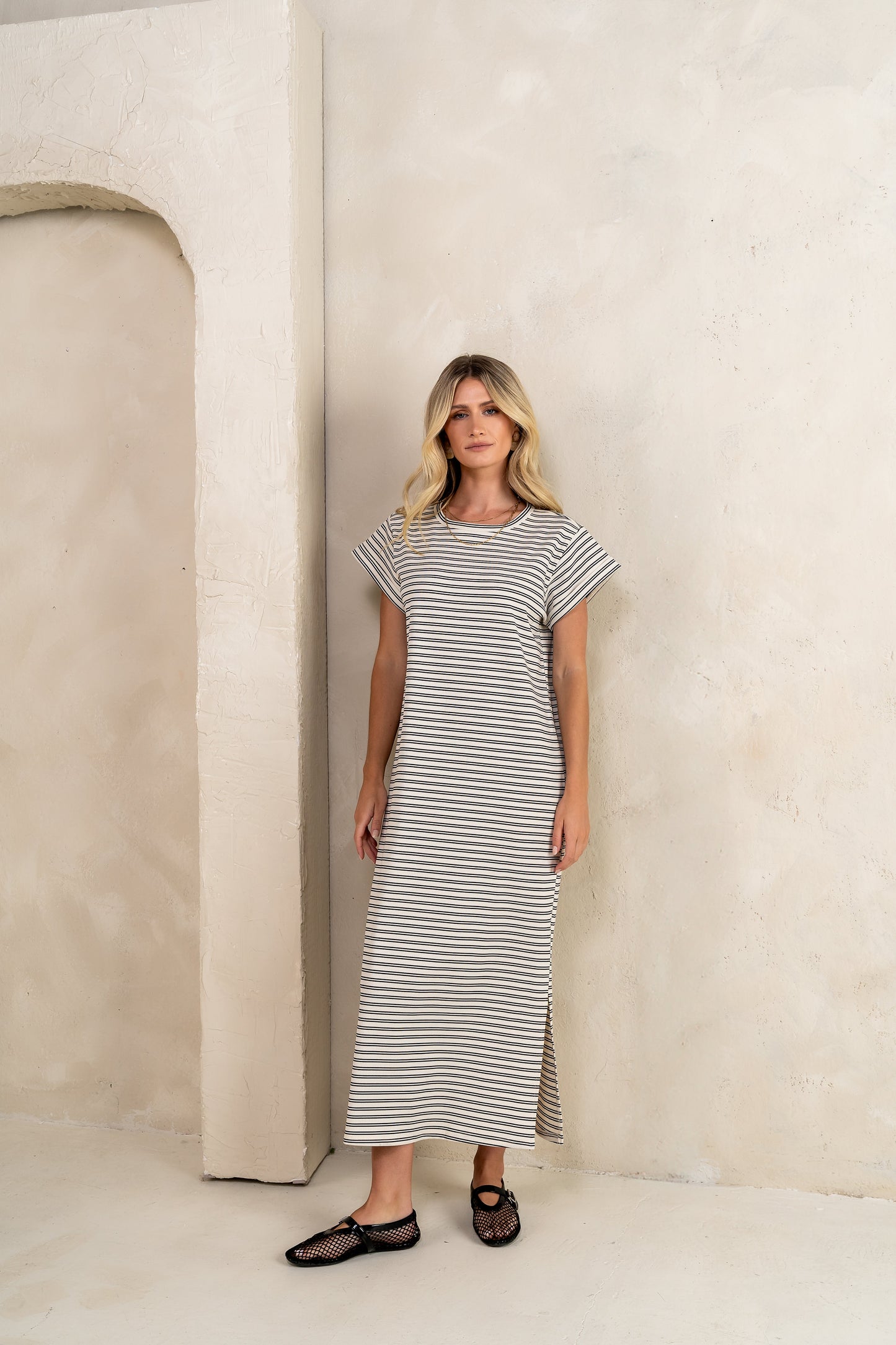 Esme Striped Maxi Dress in Black - FINAL SALE