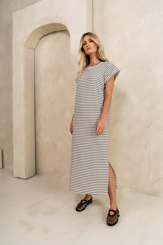 Esme Striped Maxi Dress in Black - FINAL SALE