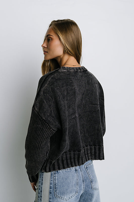 Payton Knit Sweater in Washed Black - FINAL SALE