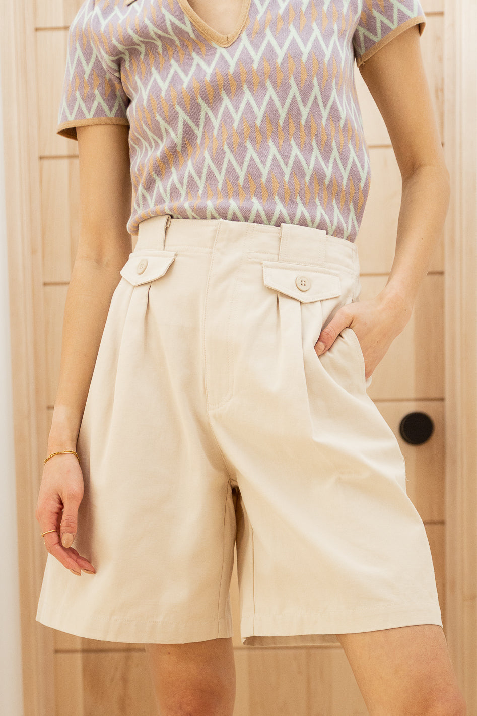 Amelia Bermuda Shorts in Khaki - FINAL SALE