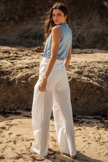 Drea Nylon Pants in White - FINAL SALE