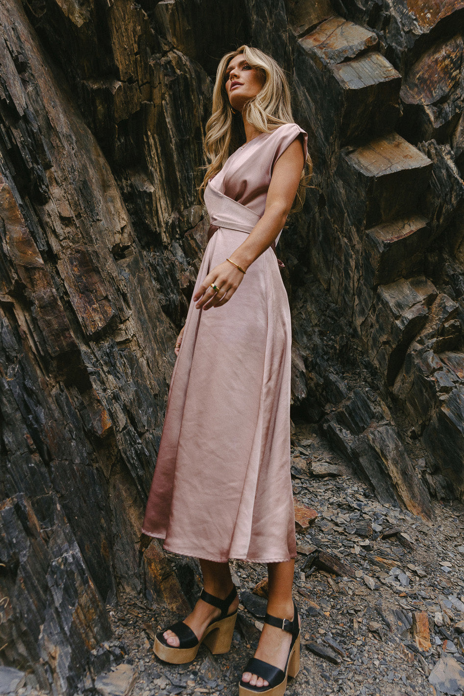 Rosalind Midi Dress in Mauve - FINAL SALE