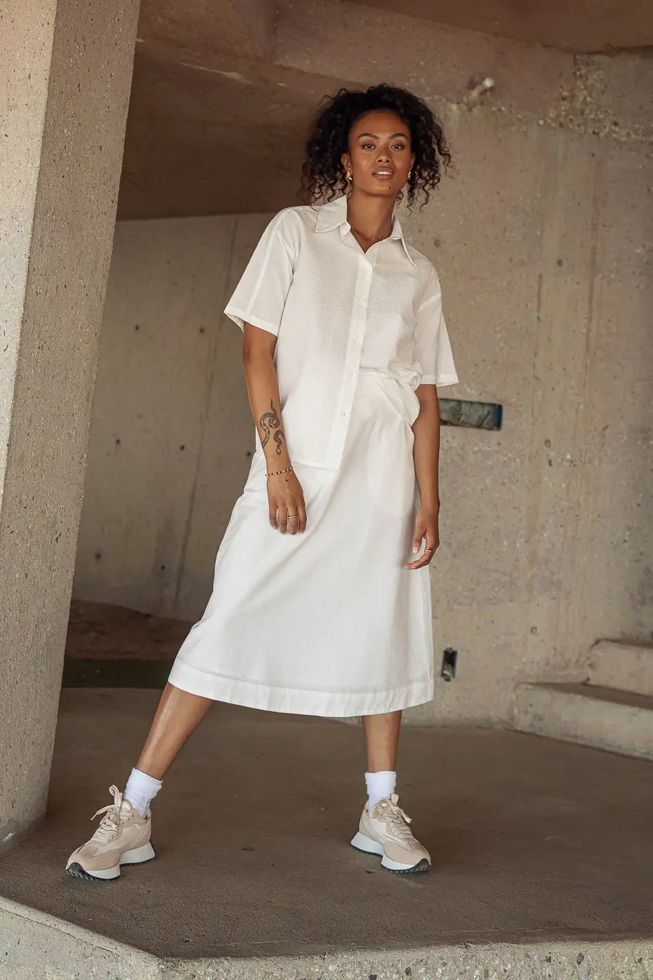 Mallory Textured Skirt in White - FINAL SALE