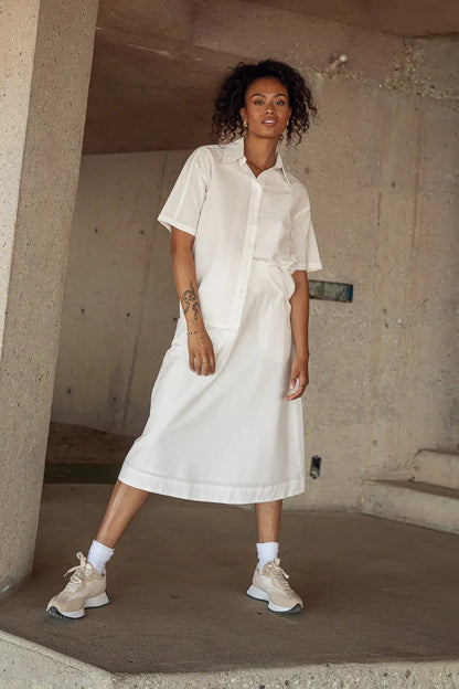 Mallory Textured Skirt in White - FINAL SALE