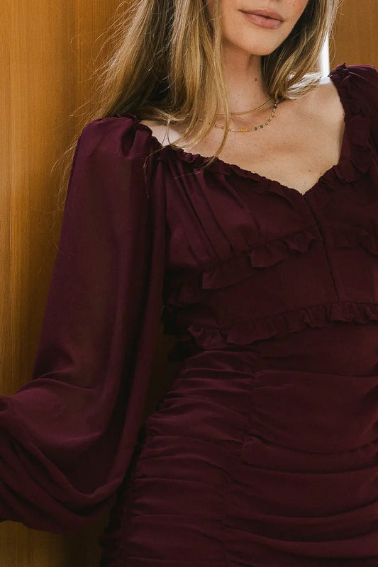Adia Mini Dress in Wine - FINAL SALE