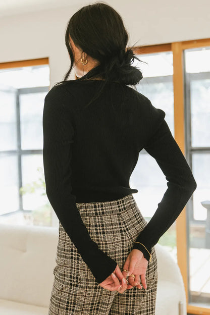 Kali Fitted Ribbed Sweater in Black - FINAL SALE