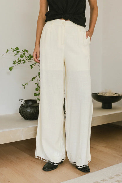 Katniss Embroidered Pants in Cream - FINAL SALE