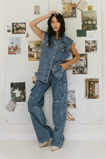 Taylor Denim Vest in Medium Wash - FINAL SALE