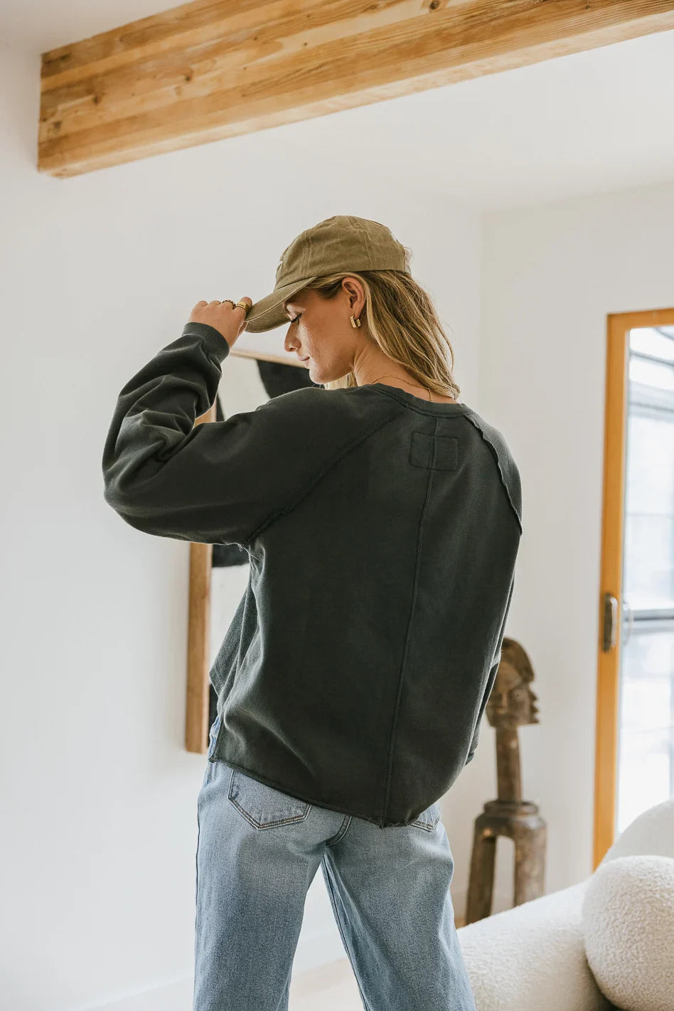 Exposed Seam Sweatshirt in Teal - FINAL SALE