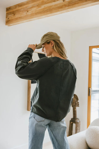 Exposed Seam Sweatshirt in Teal - FINAL SALE