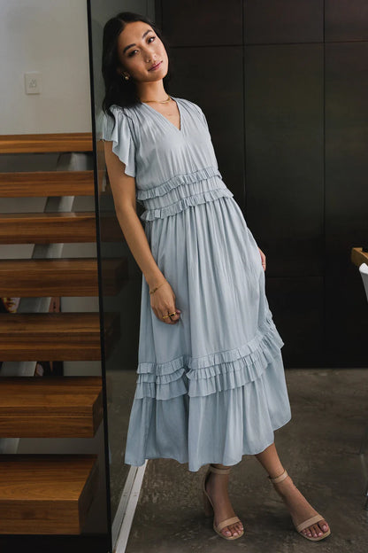Willa Ruffle Dress in Light Blue - FINAL SALE