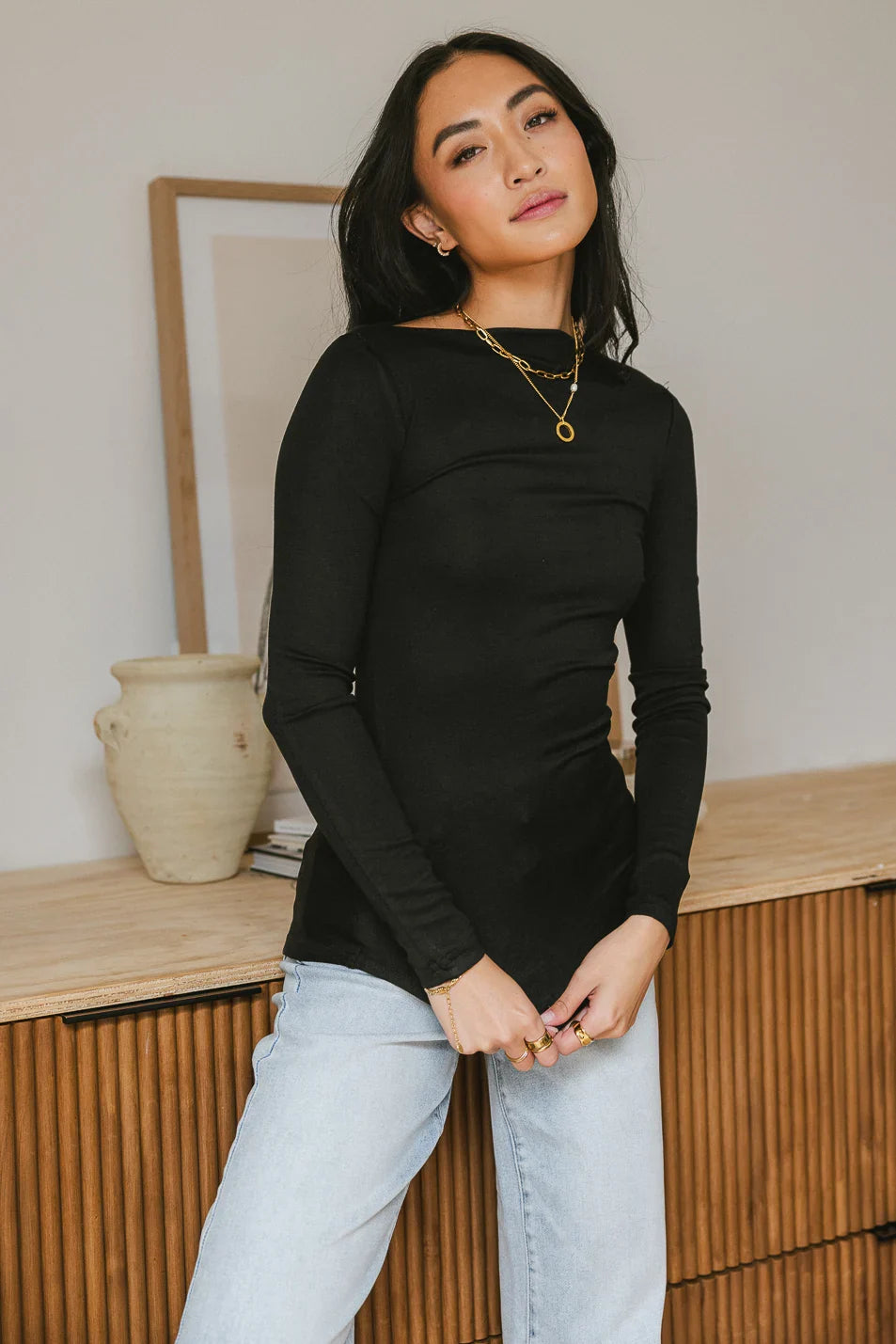 Luna Ruched Top in Black - FINAL SALE