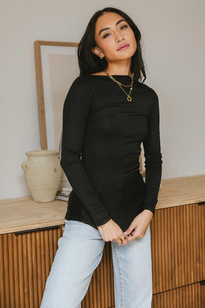 Luna Ruched Top in Black - FINAL SALE