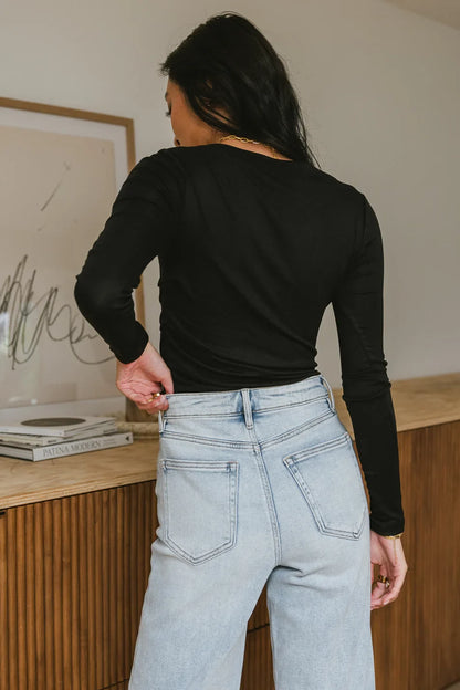 Luna Ruched Top in Black - FINAL SALE