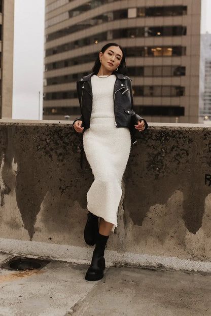 Briley Fuzzy Skirt in Cream - FINAL SALE