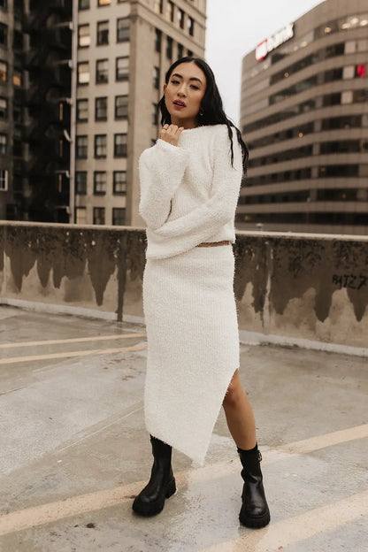 Briley Fuzzy Skirt in Cream - FINAL SALE