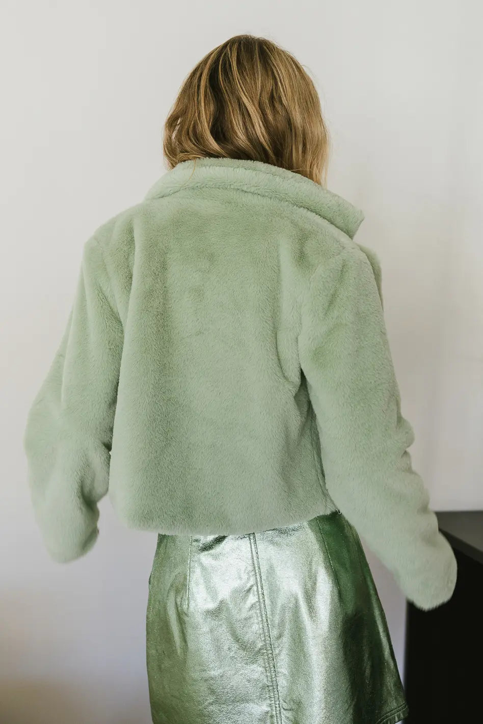 Up All Night Faux Fur Jacket in Sage - FINAL SALE