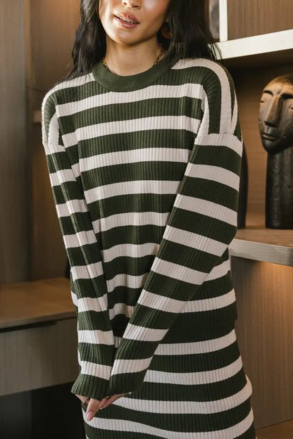 Alani Striped Sweater in Green - FINAL SALE