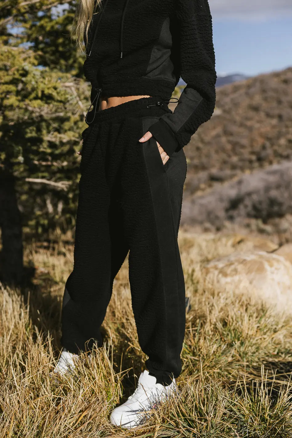 Callie Sherpa Joggers in Black - FINAL SALE