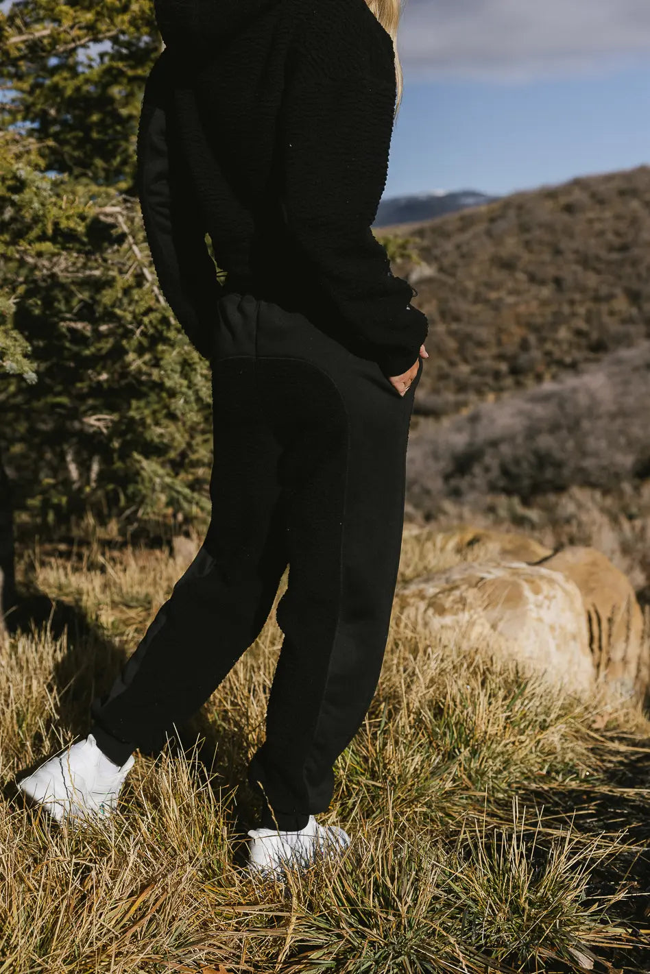 Callie Sherpa Joggers in Black - FINAL SALE
