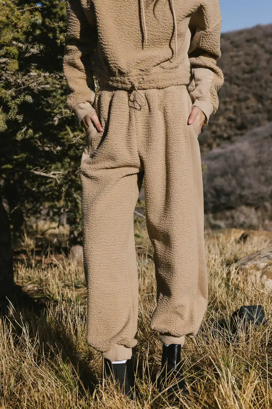Callie Sherpa Joggers in Camel - FINAL SALE