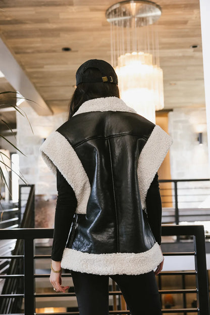 Last Night Sherpa Lined Vest in Black - FINAL SALE