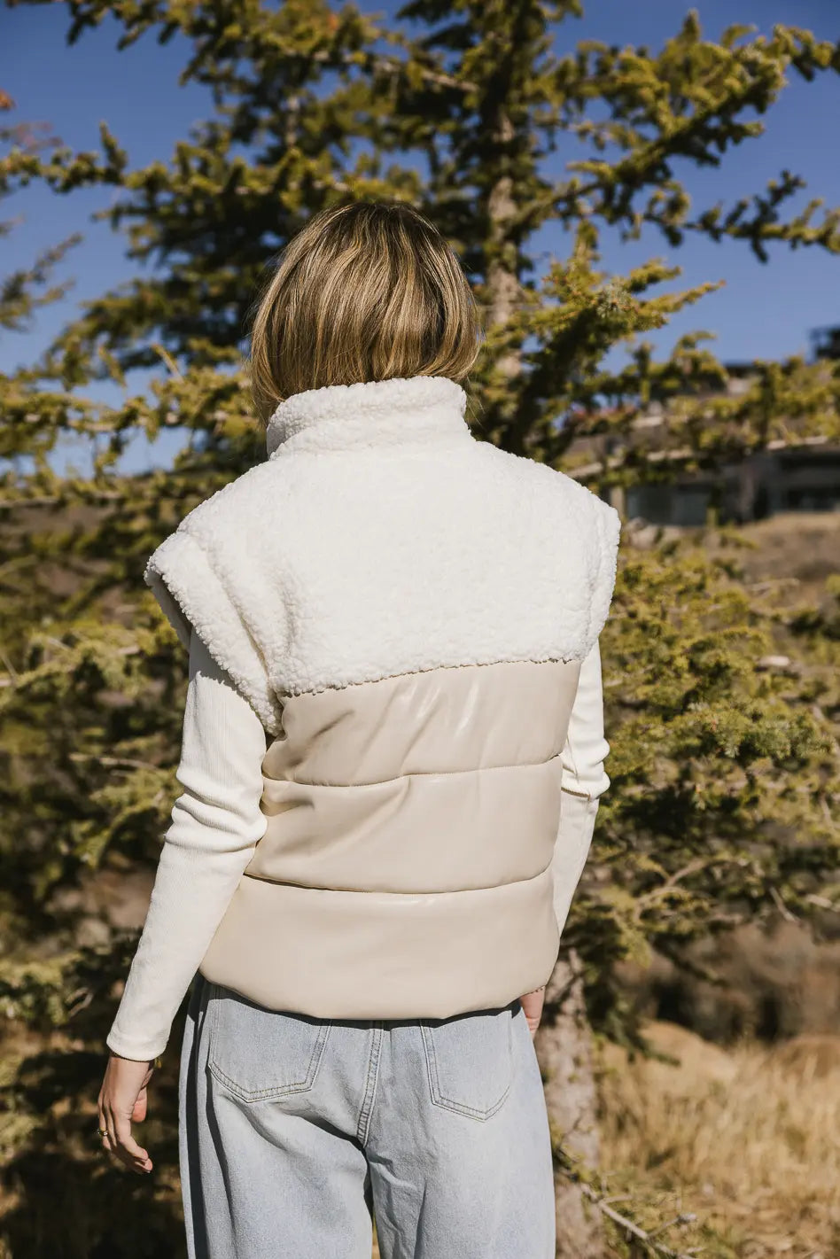 Lets Get Lost Vegan Vest in Cream - FINAL SALE