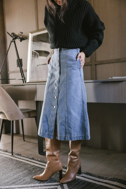 Kaylee Button Denim Skirt - FINAL SALE