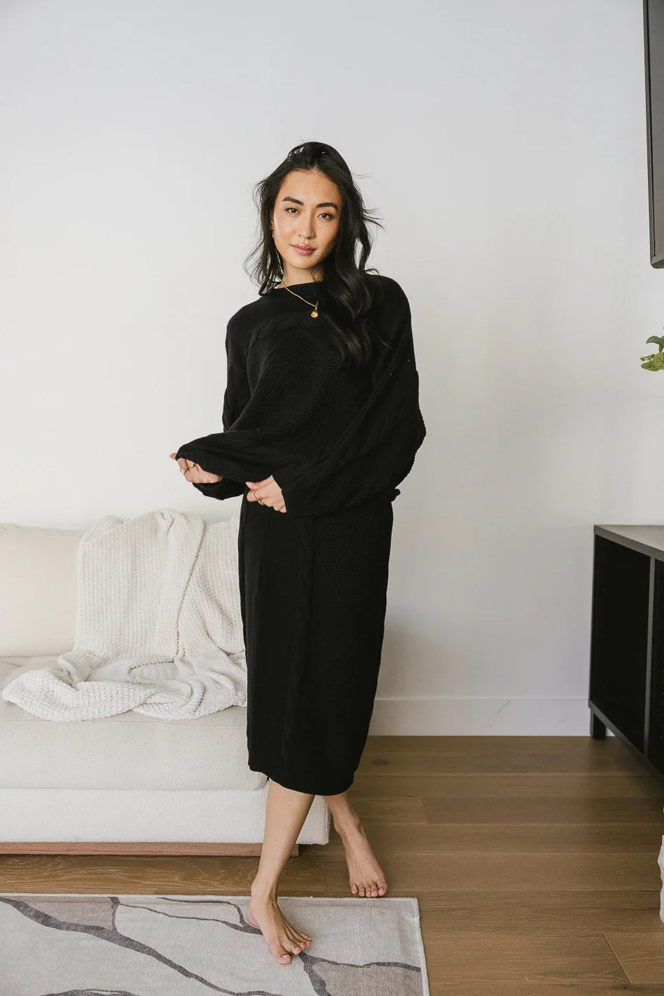 Lilly Cable Knit Skirt in Black - FINAL SALE
