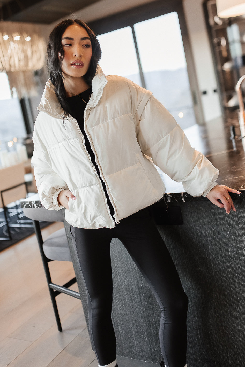 Kai Detachable Sleeve Jacket in Cream - FINAL SALE
