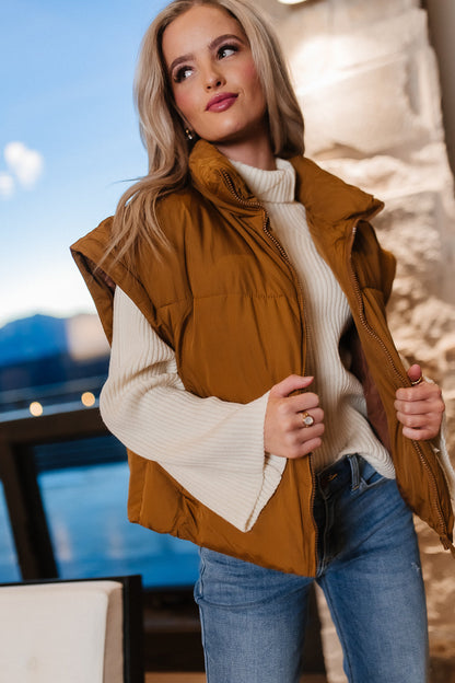 Kai Detachable Sleeve Jacket in Brown - FINAL SALE