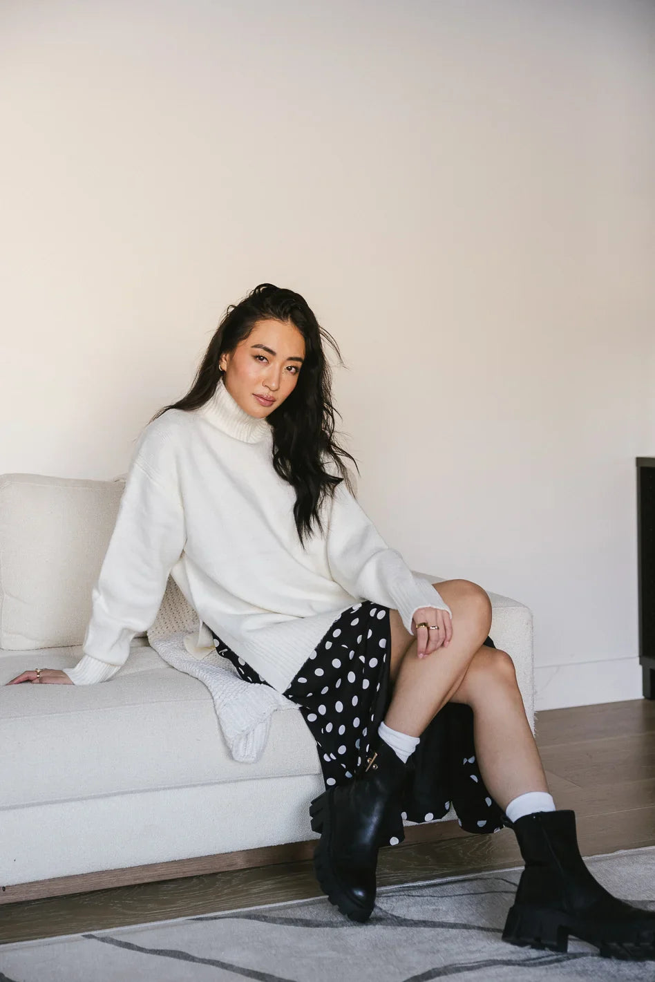 Gracie High Neck Sweater in Cream - FINAL SALE