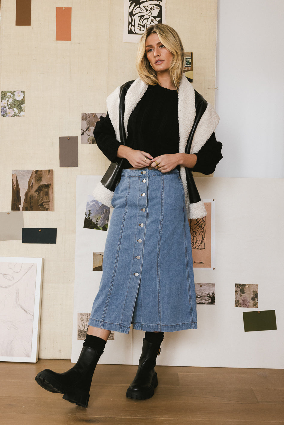 Kaylee Button Denim Skirt - FINAL SALE