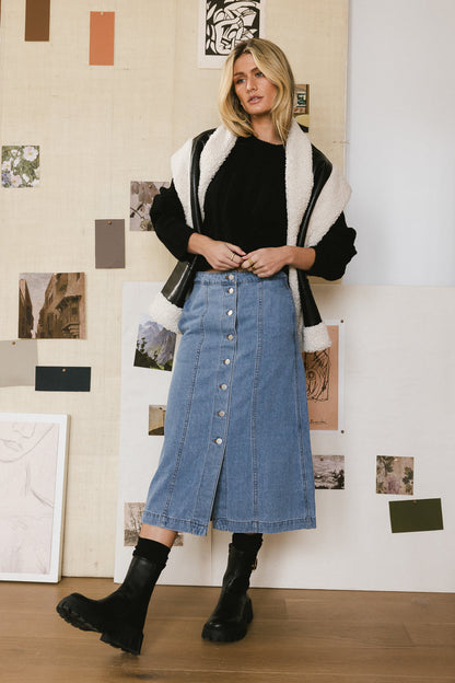 Kaylee Button Denim Skirt - FINAL SALE