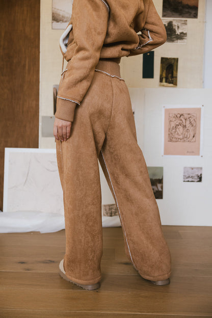 Mattie Faux Shearling Pants in Camel - FINAL SALE