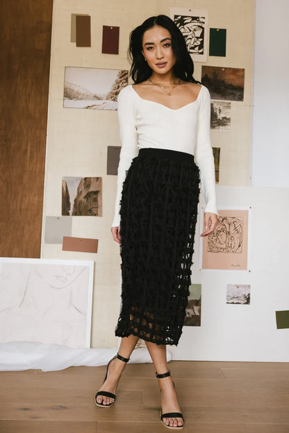 Open Cage Knit Skirt in Black - FINAL SALE