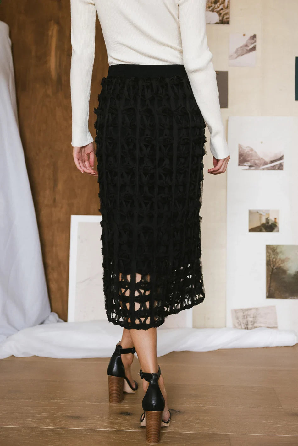Open Cage Knit Skirt in Black - FINAL SALE