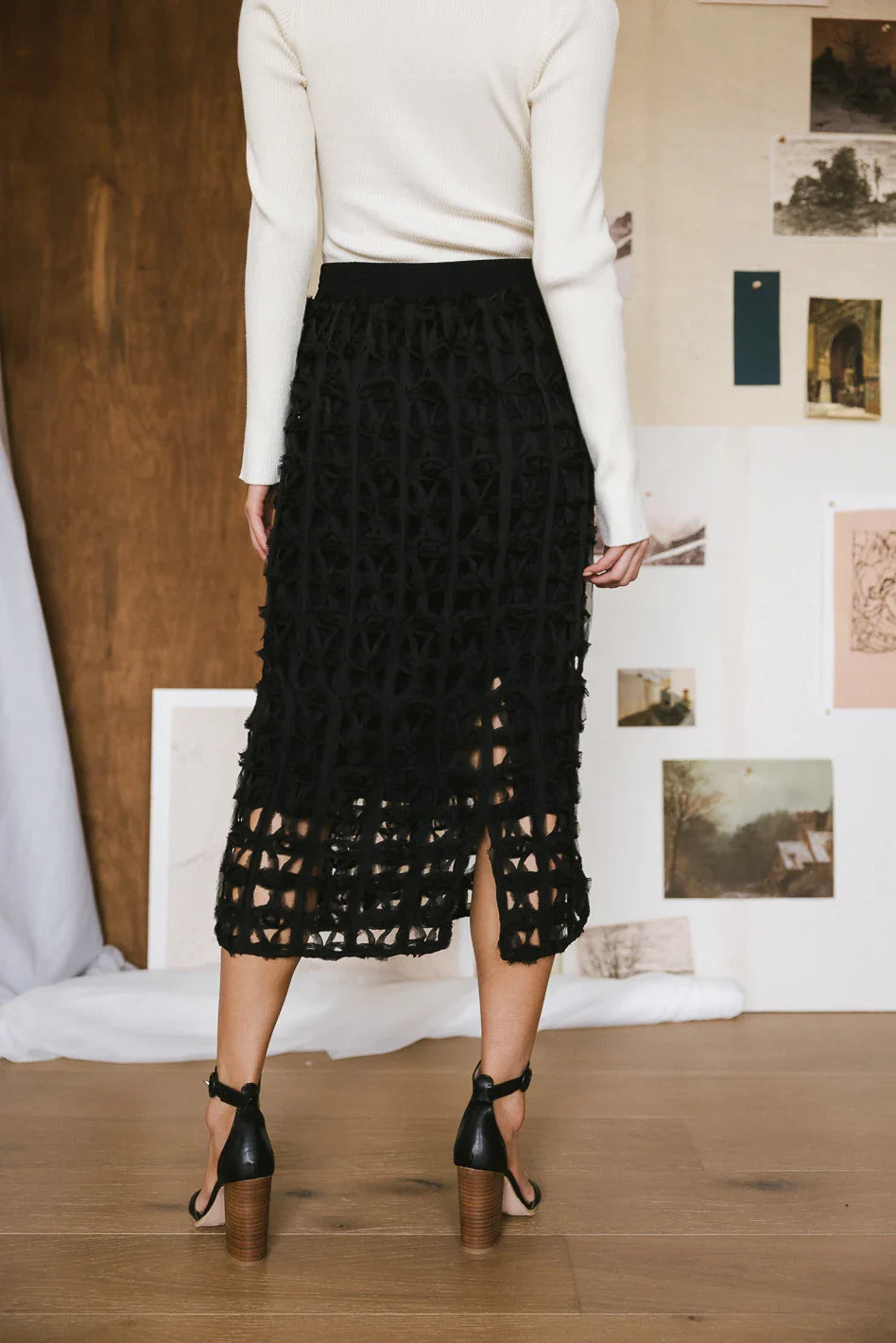 Open Cage Knit Skirt in Black - FINAL SALE