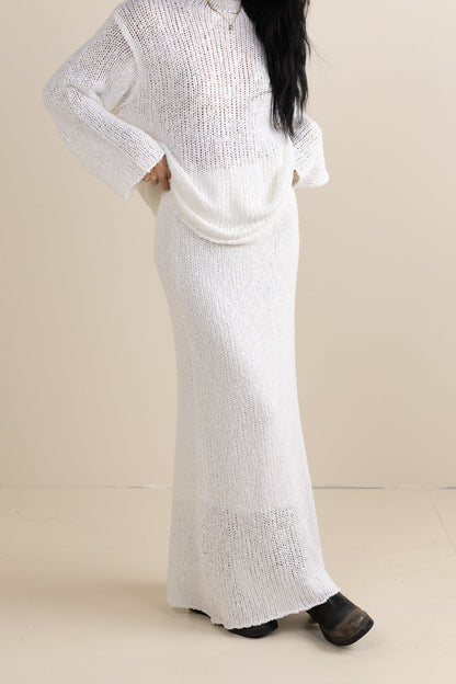 Charlotte Knit Skirt in White - FINAL SALE