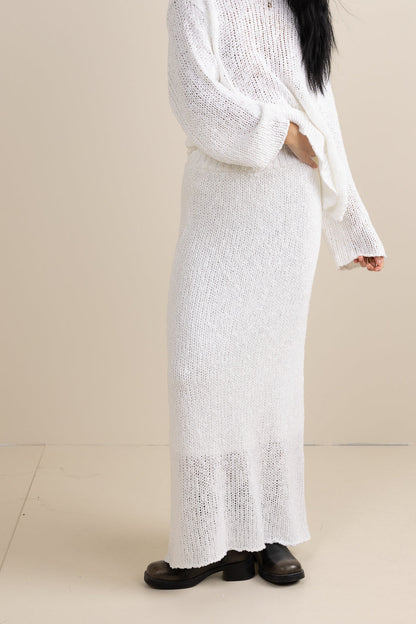 Charlotte Knit Skirt in White - FINAL SALE
