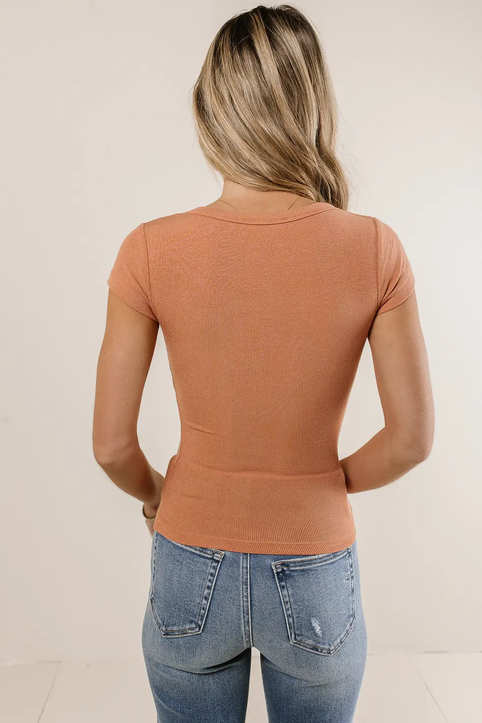 Freya Ribbed Top in Coral - FINAL SALE