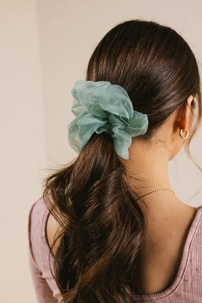 Organza Oversized Scrunchie in Green - FINAL SALE