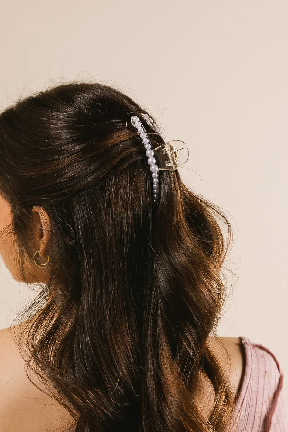 White Pearl Claw Clip in Large - FINAL SALE