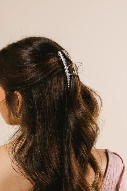 White Pearl Claw Clip in Large - FINAL SALE