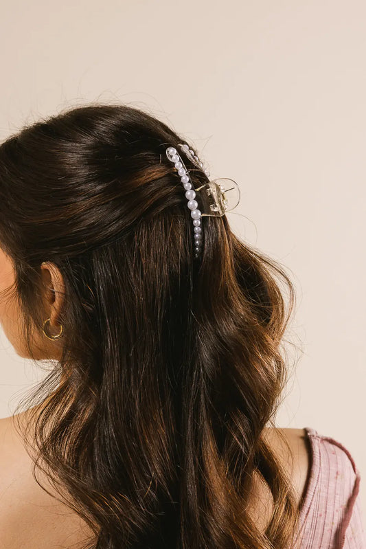 White Pearl Claw Clip in Large - FINAL SALE